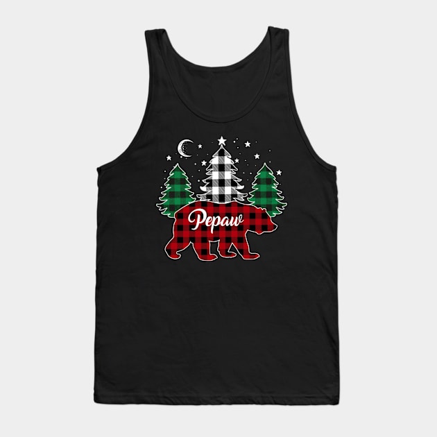 Pepaw Bear Buffalo Red Plaid Matching Family Christmas Tank Top by Marang